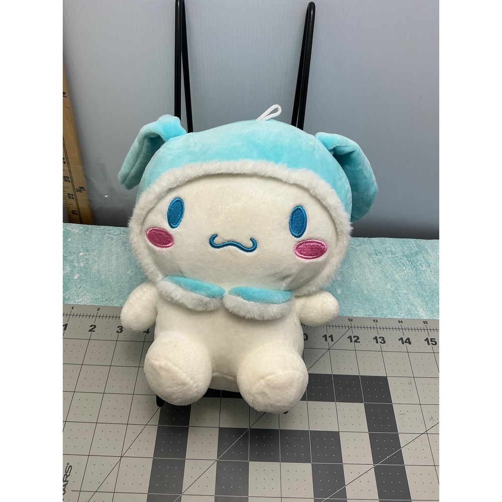 Sanrio Cinnamoroll Plush White Puppy Light Blue Winter Hooded Cape 9 Inch